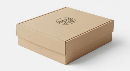Kraft paper box featuring custom logo stamp mockup isolated perfectly on clean plain professional surface branding showcase 