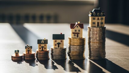 Progression of Real Estate Investment Growth Demonstrated by House Models on