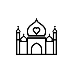 Illustration of a building with a heart icon on transparent background silhouette