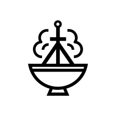 Incense burner with smoke and sword design on transparent background silhouette