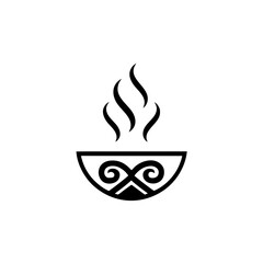 Stylized bowl with steam rising upwards design on transparent background silhouette