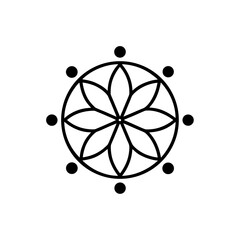 Floral design with dots around the circle on transparent background silhouette