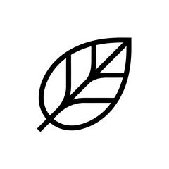 Illustration of a single leaf with veins shown on transparent background silhouette