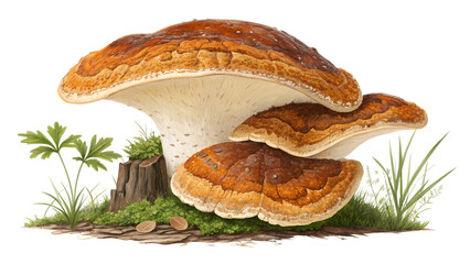 chaga healthy vitality mushroom, Inonotus obliquus, isolated on white or transparent png background
