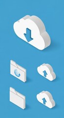 Isometric Cloud Storage and Data Transfer Illustration for Digital Technology Concepts