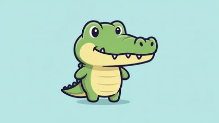 Fototapeta premium Charming Cartoon Alligator Standing with Friendly Expression for Children's