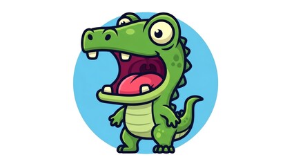 Naklejka premium Playful Cartoon Crocodile Character with Expressive Face and Vibrant Colors