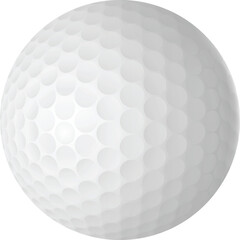 A realistic vector illustration of a white dimpled golf ball isolated on a plain background.