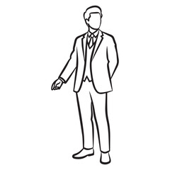 Line art illustration of elegant businessman in suit, perfect for your next professional project or presentation needs