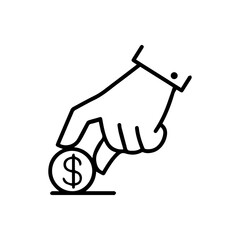 Hand Depositing Dollar Coin