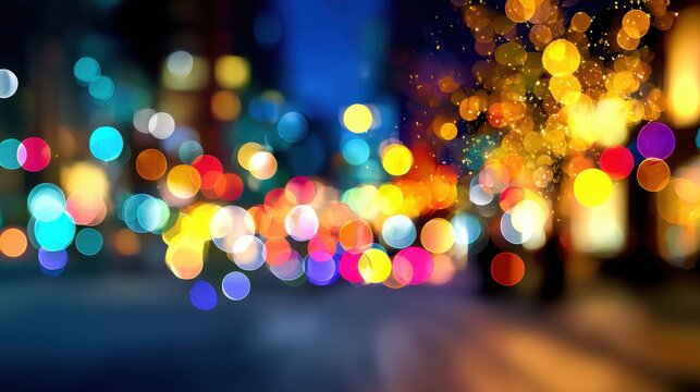 City streets illuminated with colorful lights during nighttime activities