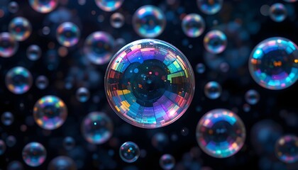 Colorful Bubbles on Dark Background