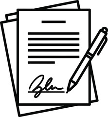 Contract signing document agreement pen line art vector illustration eps silhouette