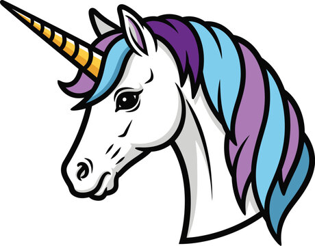 Unicorn head vector illustration magical horse fantasy animal design eps silhouette