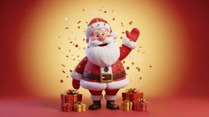Festive Santa Claus Celebrating with Whimsical Joy and Gift Surprises