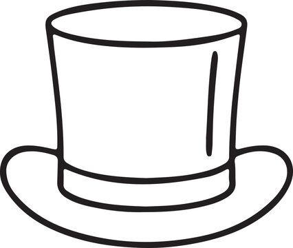 Classic top hat silhouette icon for formal events and magic shows isolated on transparent background