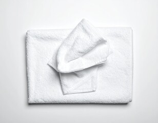 Obraz premium Folded white towels on a white surface