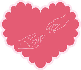 Scalloped Heart Frame with Connecting Hands Design