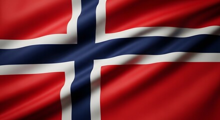Fototapeta premium Waving flag of Norway a national symbol representing patriotism and Norwegian identity