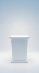 Minimalist presentation podium radiating serenity within a bright monochromatic spectrum