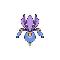 Stylized iris illustration in vibrant hues a captivating botanical artwork expressing floral