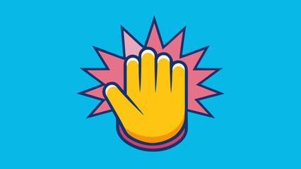 Cartoon hand slapping with impact icon on a blue background