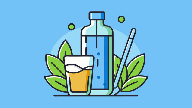 Illustration of water bottle and glass for Dry January campaign