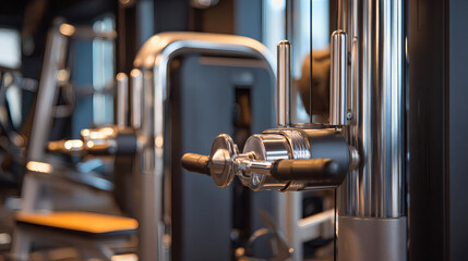 Close-up of fitness equipment in a modern gym setting