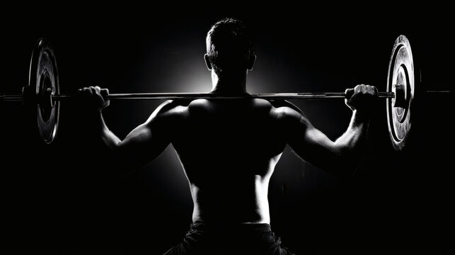 Muscular man lifting barbell showing strength and fitness