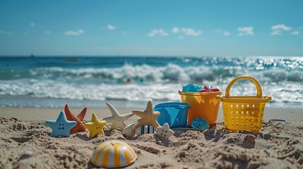 Color-Rich Coastal Layout Displaying Fun Kids&rsquo; Items for Seasonal Artwork