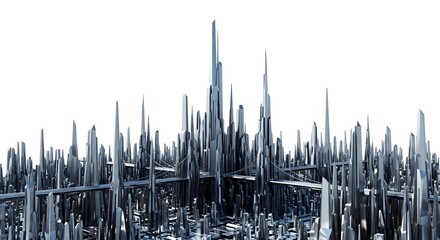Futuristic Crystal Cityscape with Metallic Bridges