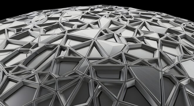 Futuristic geodesic dome with metallic framework