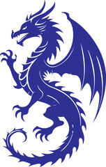 Blue Tribal Dragon Silhouette &mdash; Mythical Fantasy Creature Vector Illustration