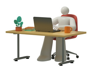 A man is seated at a desk with a laptop