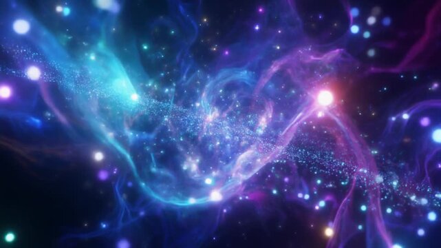 Nebula and Star Field Abstract Cosmic Background with Swirling Colors and Glowing Particles