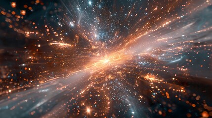 Abstract glowing light trails and bokeh effects in a cosmic explosion