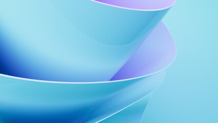 Abstract wavy curved 3d render. Blue and violet soft layers of plastic with lines, folds, ruffles. Modern wallpaper, texture pattern.