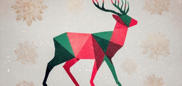 Modern geometric reindeer silhouette poster for a festive Christmas theme Generative AI