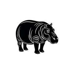 Fototapeta premium Stylized silhouette of a hippopotamus in a minimalist design perfect for wildlife or african themes