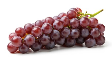 Fototapeta premium A vibrant bunch of fresh red grapes, ripe and ready to eat, isolated on a clean white background.