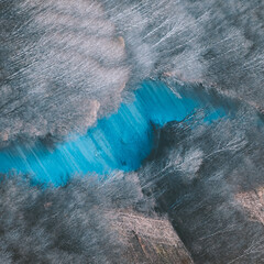 autumn forest with river in the morning