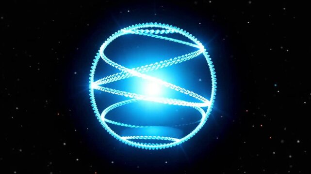 Abstract electric-power concept animation featuring a glowing energy sphere filled with bright lightning and dynamic electric arcs against a black background