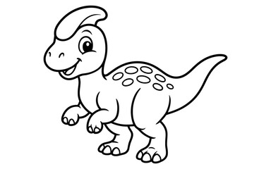 Fototapeta premium Cute dinosaur cartoon outline for kids coloring pages