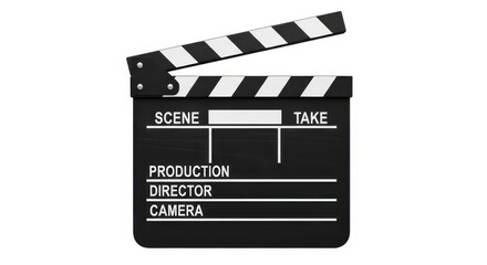 A cinematic clapperboard for film production symbolizing the creation of movies and television shows