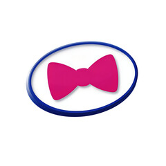 Pink Bow Tie Icon with Blue and White Frame
