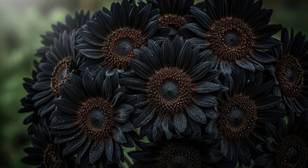 A Dramatic Gathering of Black Sunflowers: Dark Bloom Beauty in Deep Hues and Textures