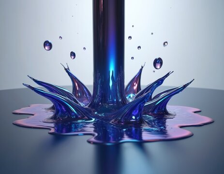 Magnetorheological damper illustration. Viscosity fluid interacts with magnetic field. Electromagnet controls ferromagnetic particles flow. Shock absorber tech concept. Scientific illustration for