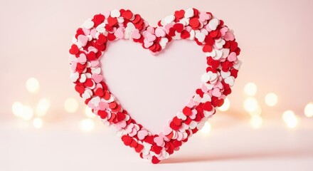 A heartwarming display of love: A heart-shaped frame crafted from delicate paper hearts