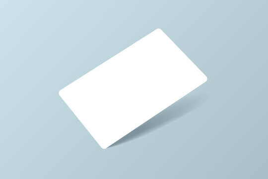 A business card with rounded corners, a gift card or a credit card on a light blue background. Create a blank design layout for branding a presentation, advertisement, invitation card, voucher.