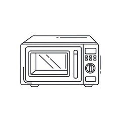 A minimalist line illustration of a microwave oven offering a clean design element